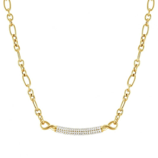 Endless Silver Cubic Zirconia Yellow Gold Necklace