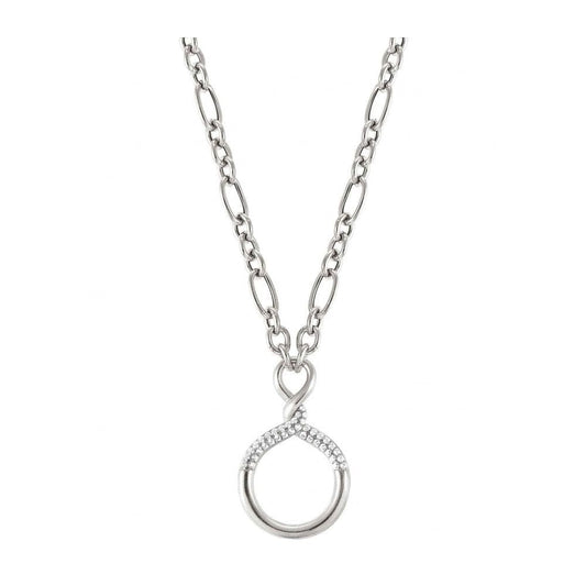 Endless Silver Cubic Zirconia Circle Necklace
