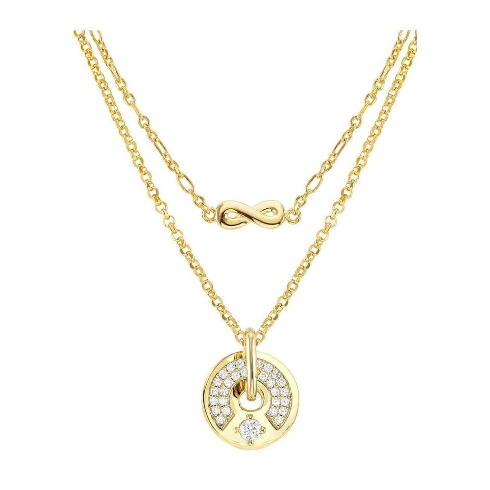 Sentimental Silver Cubic Zirconia Gold Necklace