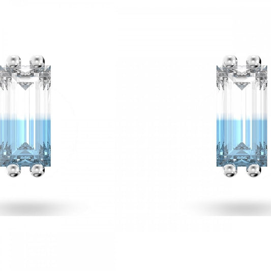 Stilla stud earrings, Blue, Rhodium plated