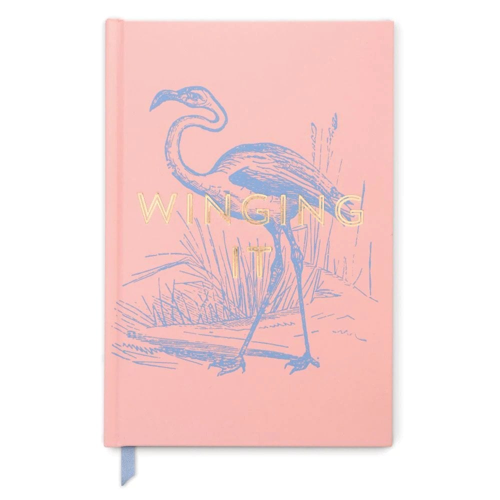 Flamingo "Winging It" Vintage Sass - Soft Touch A5 Hardcover Book
