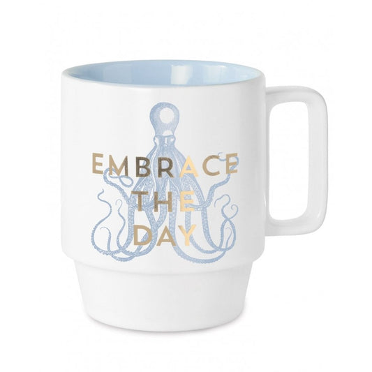 Embrace The Day Octopus Ceramic Mug - Vintage Sass, 12 Oz