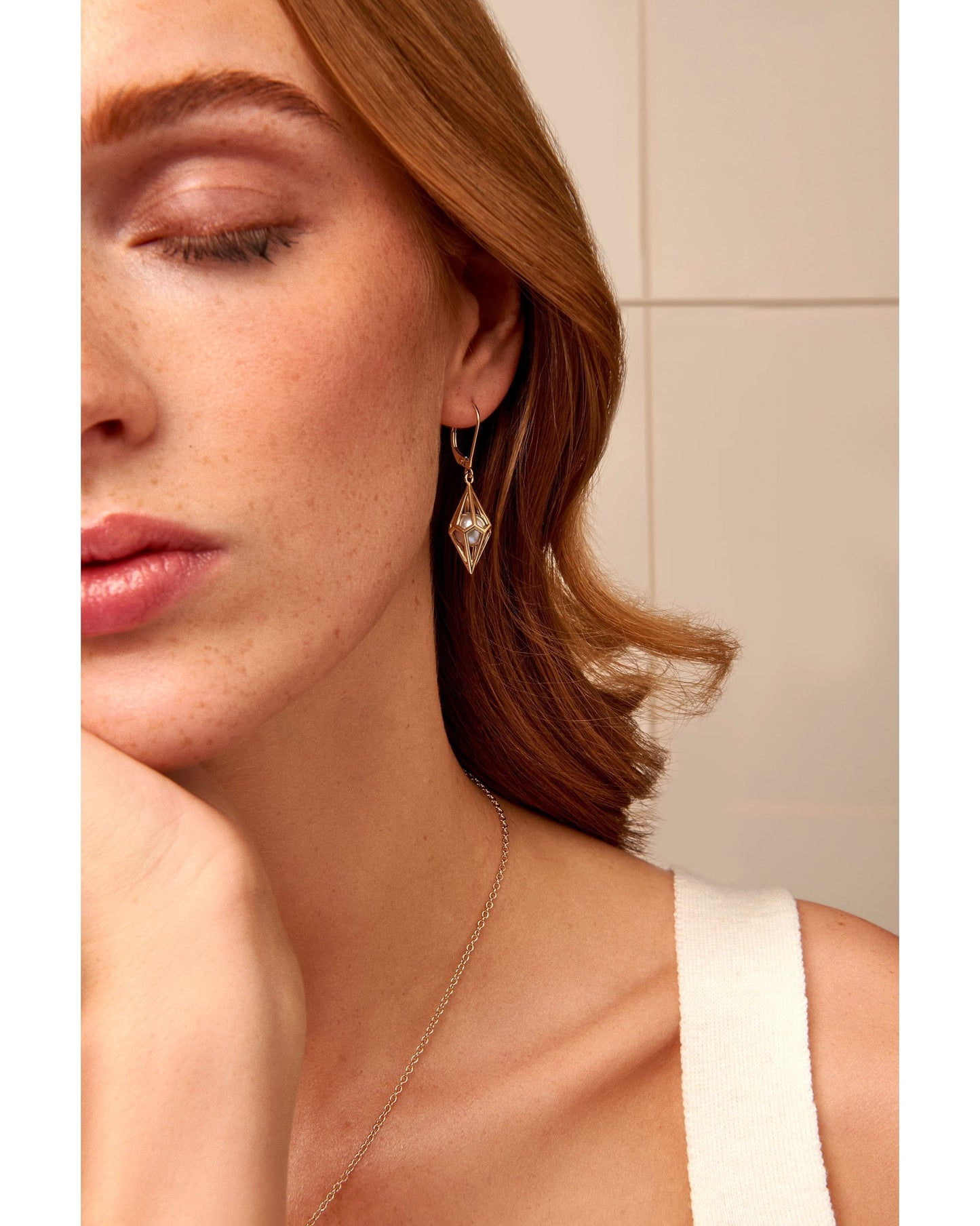 Watching Chamber Caged Grey Pearl Earrings