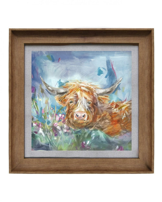 Innse Highland Cow Oak Frame 46x46