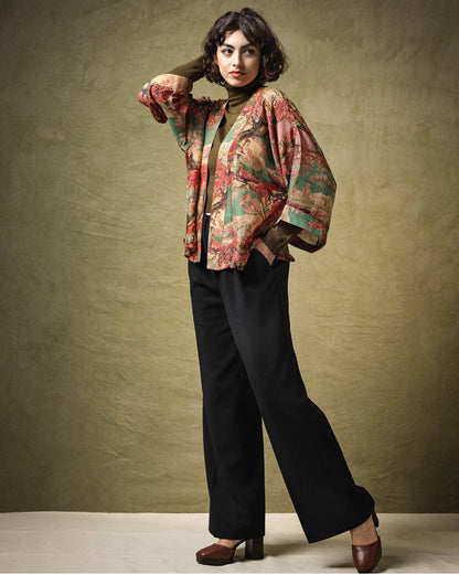 Country Toile Berry Kimono