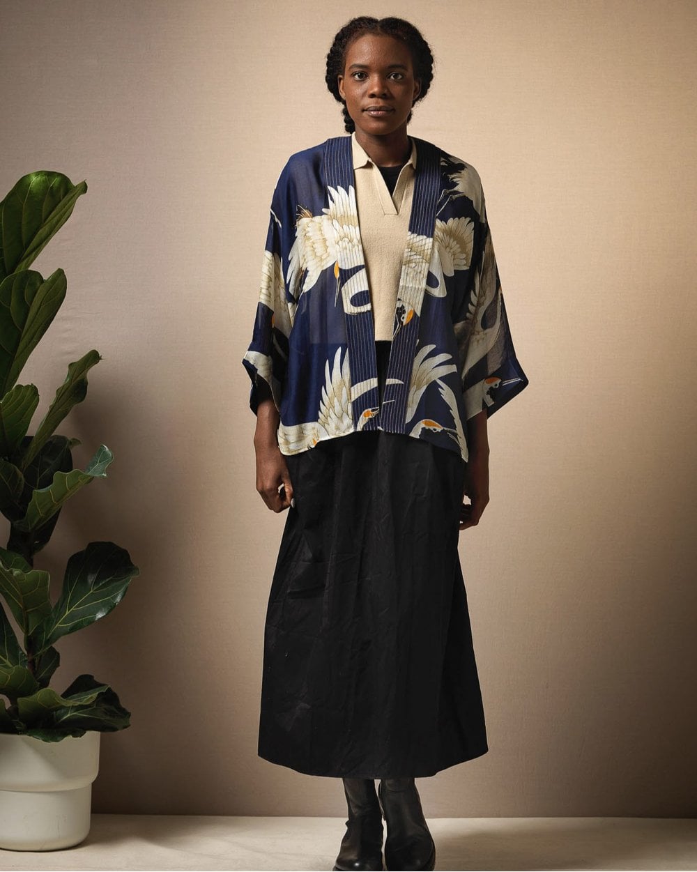 Stork Navy Kimono