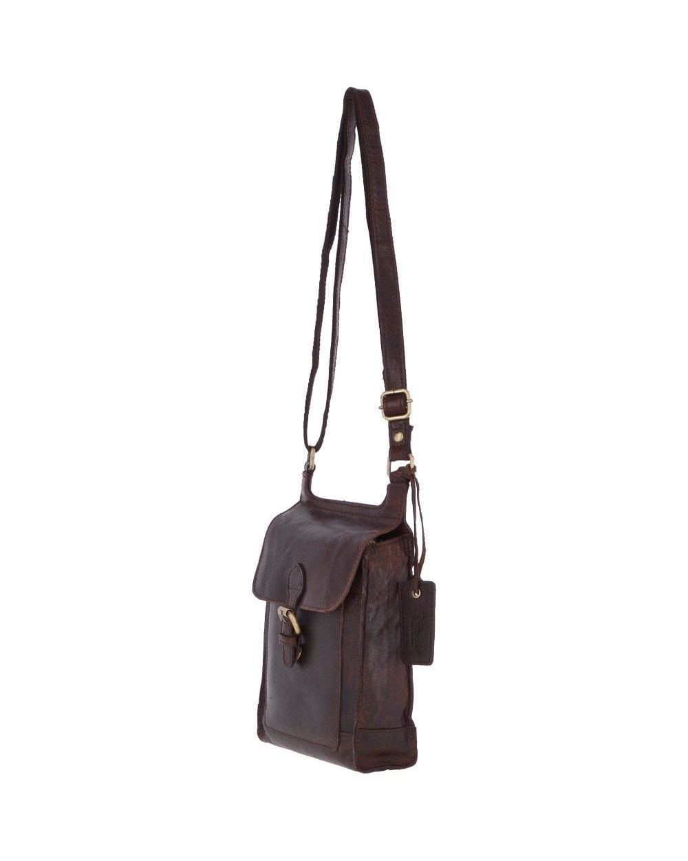 Small Leather Saddle Handbag - Brandy