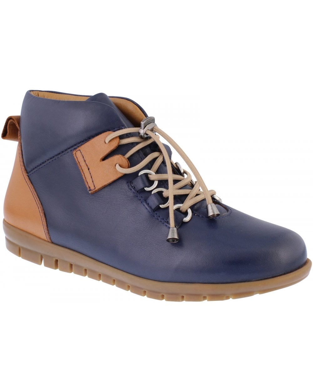Bridget Ankle Boot - Navy/Tan