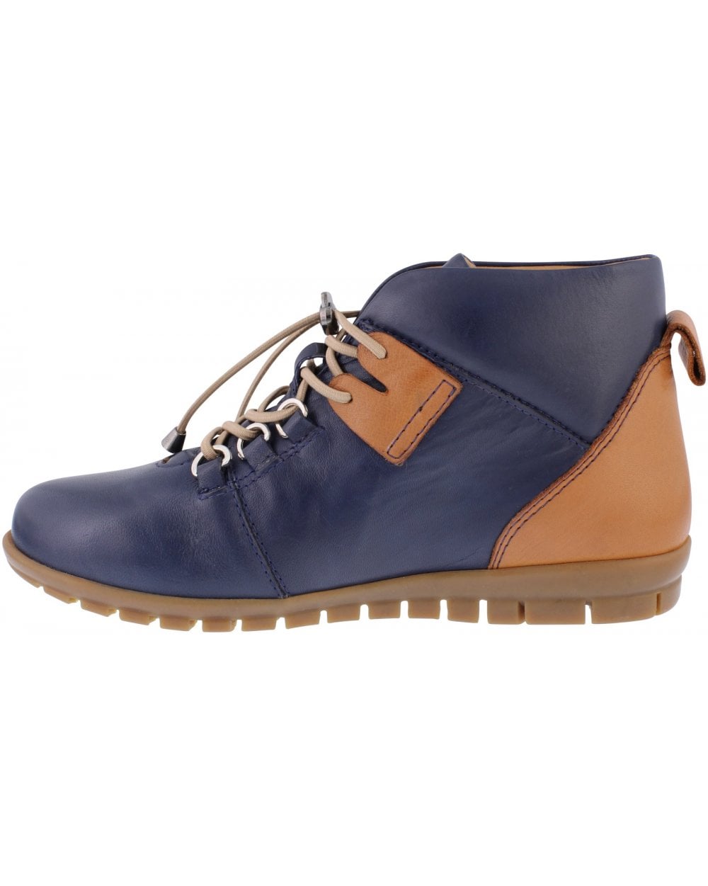 Bridget Ankle Boot - Navy/Tan
