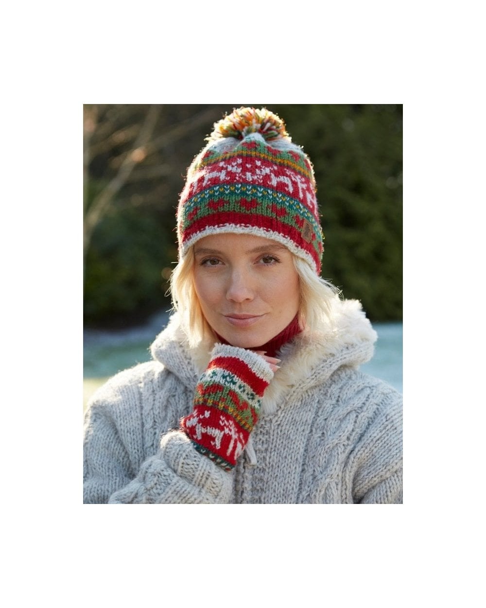 Reindeer Christmas Bobble Beanie