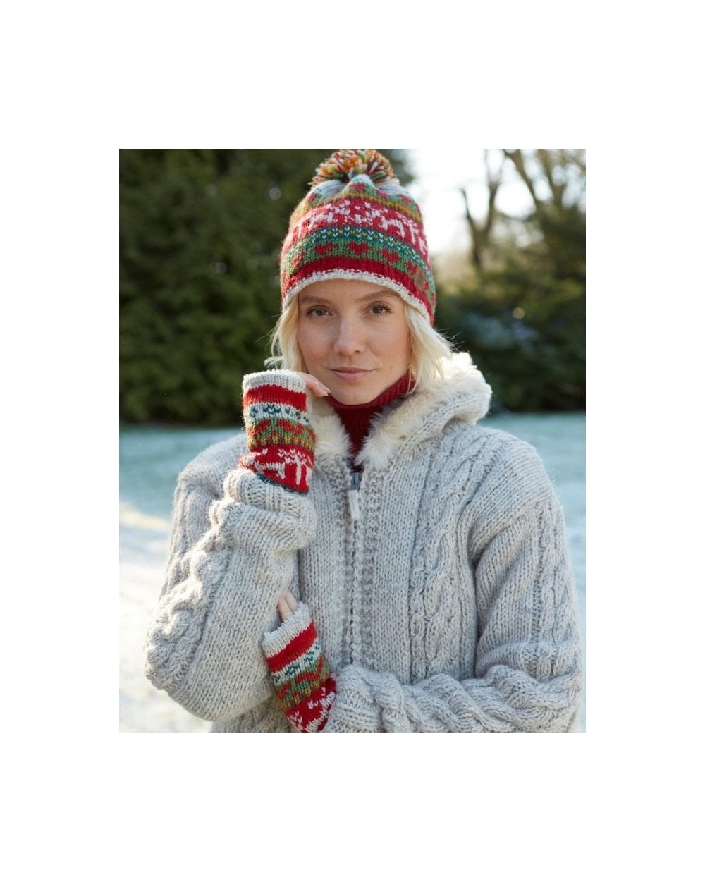 Reindeer Christmas Bobble Beanie