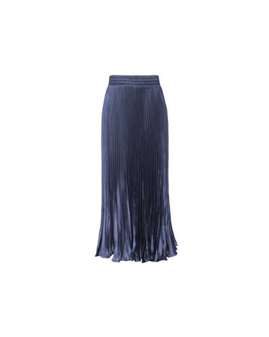 Navy Pleated Shimmer Skirt