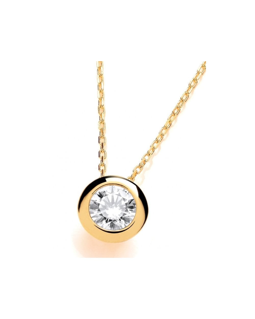 Gold Plated Cubic Zirconia Solitaire Necklace - 5mm