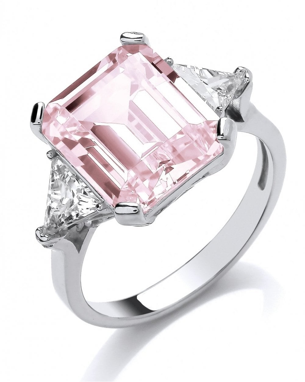 Silver & Pink Diamond Cubic Zirconia Vintage Style Ring