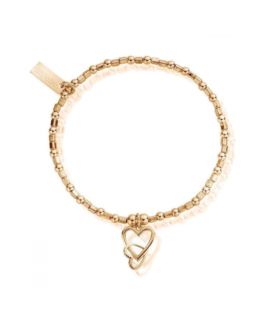 Mini Cube Gold Interlocking Love Heart Bracelet