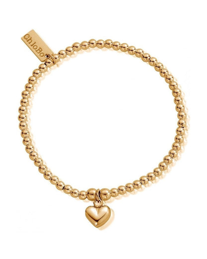 Cute Charm Puffed Heart Gold Bracelet