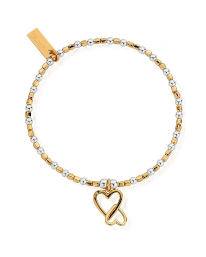 Gold and Silver Interlocking Love Heart Bracelet