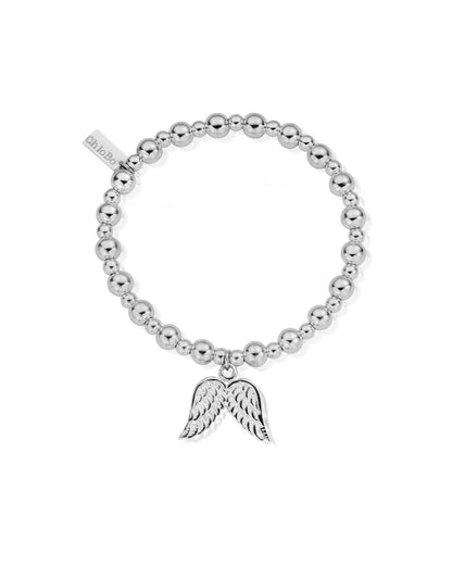 Iconic Silver Mini Small Ball Double Angel Wings Bracelet