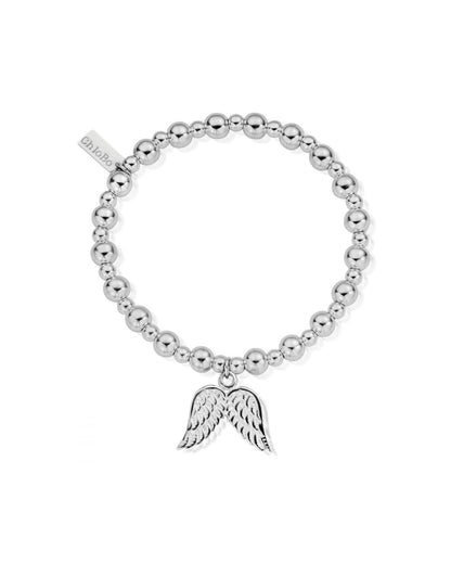 Iconic Silver Mini Small Ball Double Angel Wings Bracelet