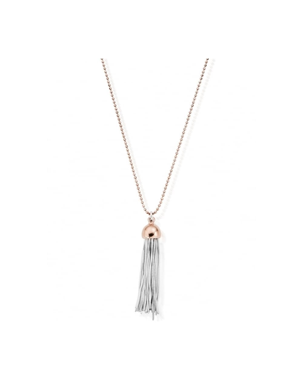 Diamond Cut Chain With Rose Cap Tassel Pendant