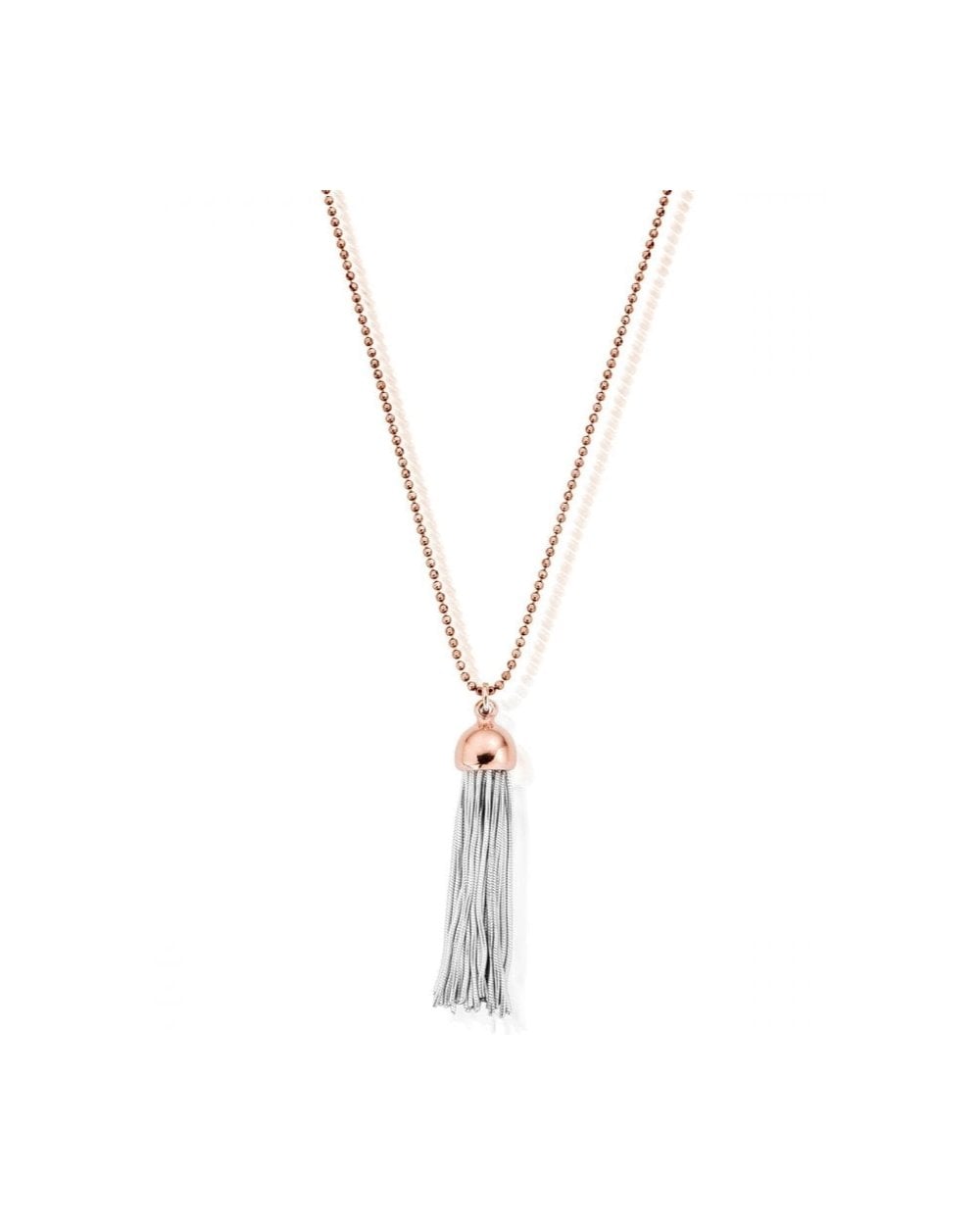 Diamond Cut Chain With Rose Cap Tassel Pendant