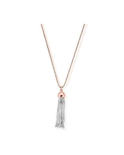 Diamond Cut Chain With Rose Cap Tassel Pendant