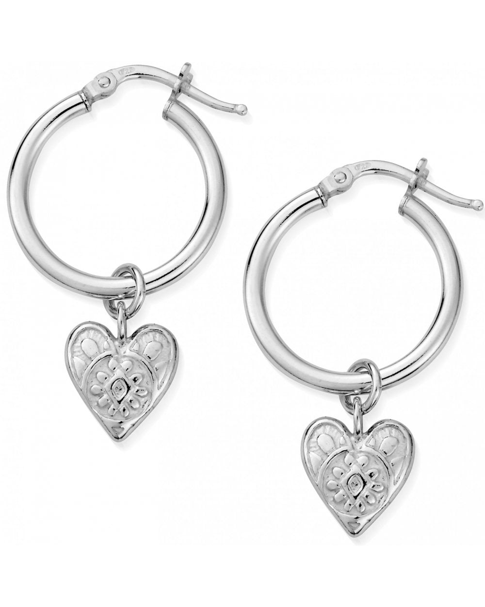 Decorated Heart Hoop Earrings