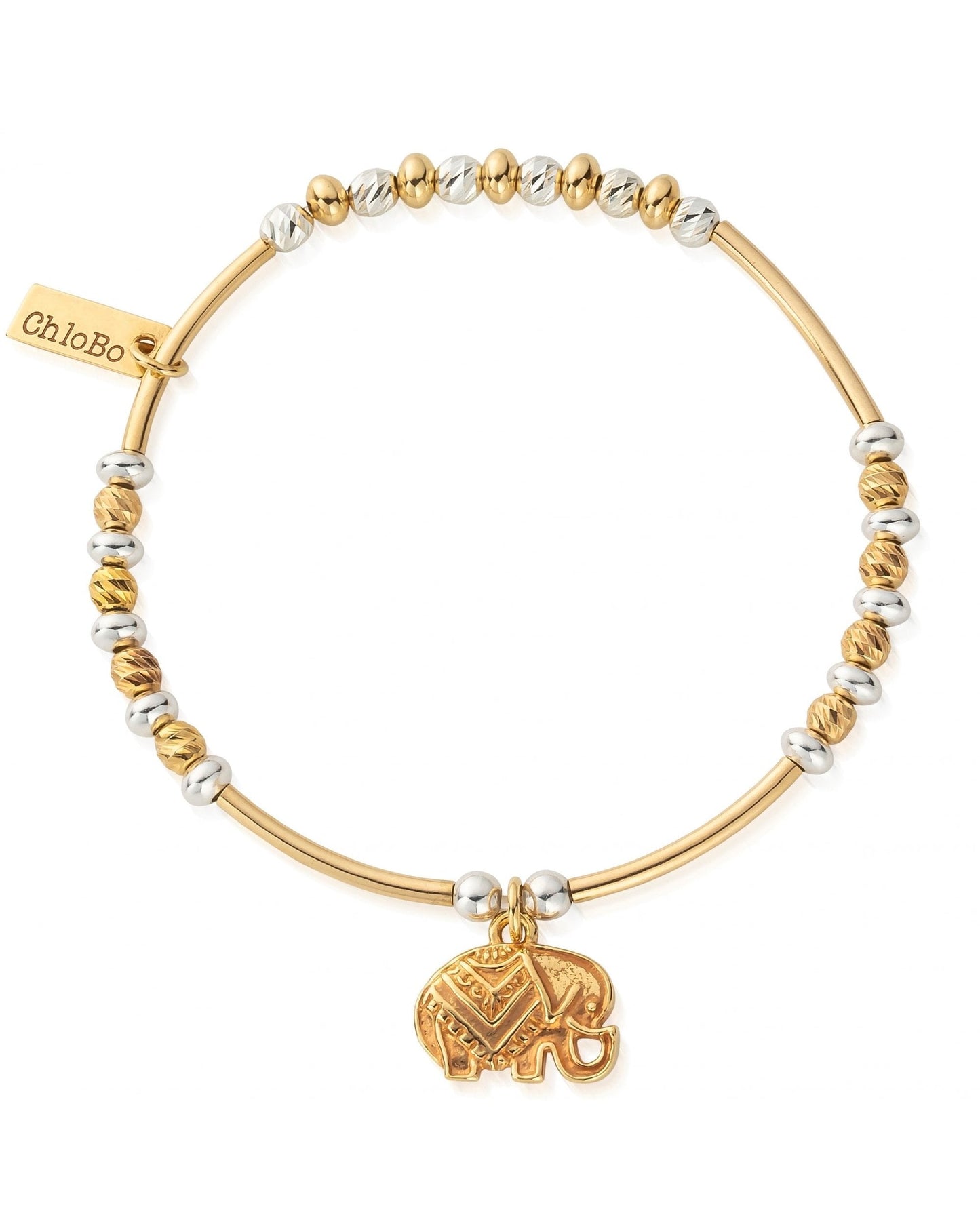 Gold And Silver Decorated Elephant Bracelet