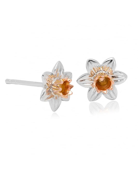 Nature's Wonder Sterling Silver Daffodil Stud Earrings