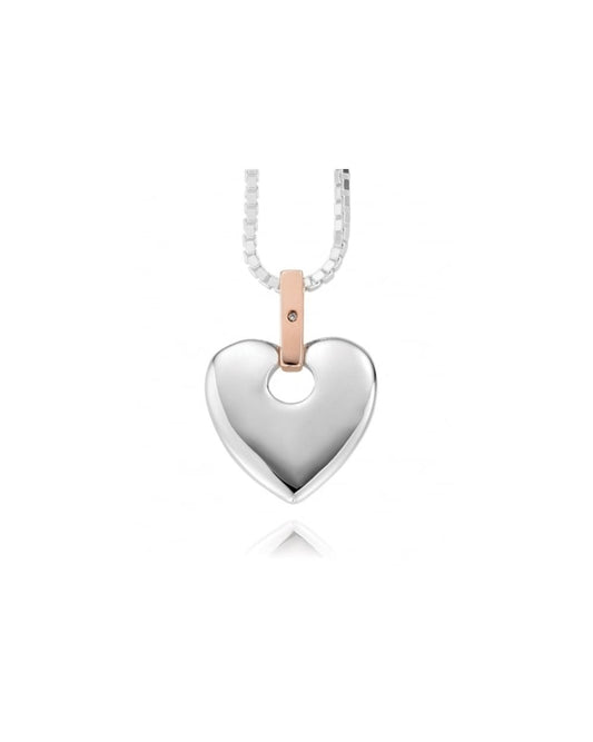Cariad Sterling Silver Big Heart Pendant with Diamond