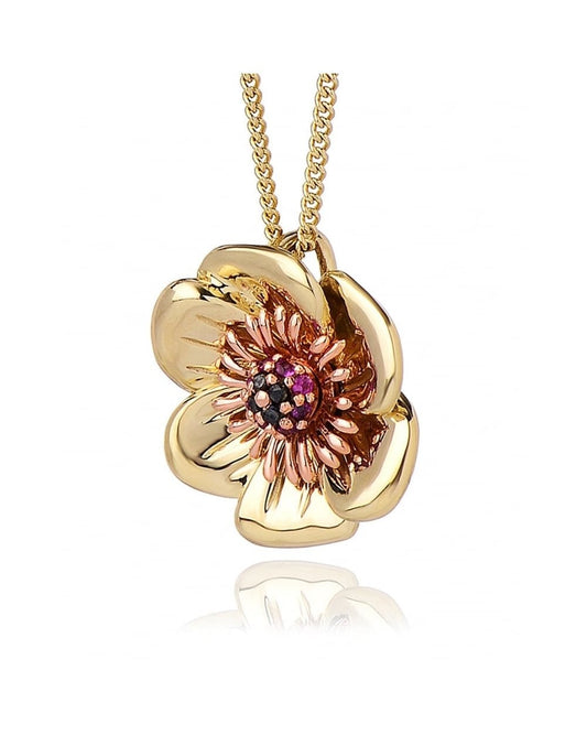 Welsh Poppy Diamond and Ruby Pendant