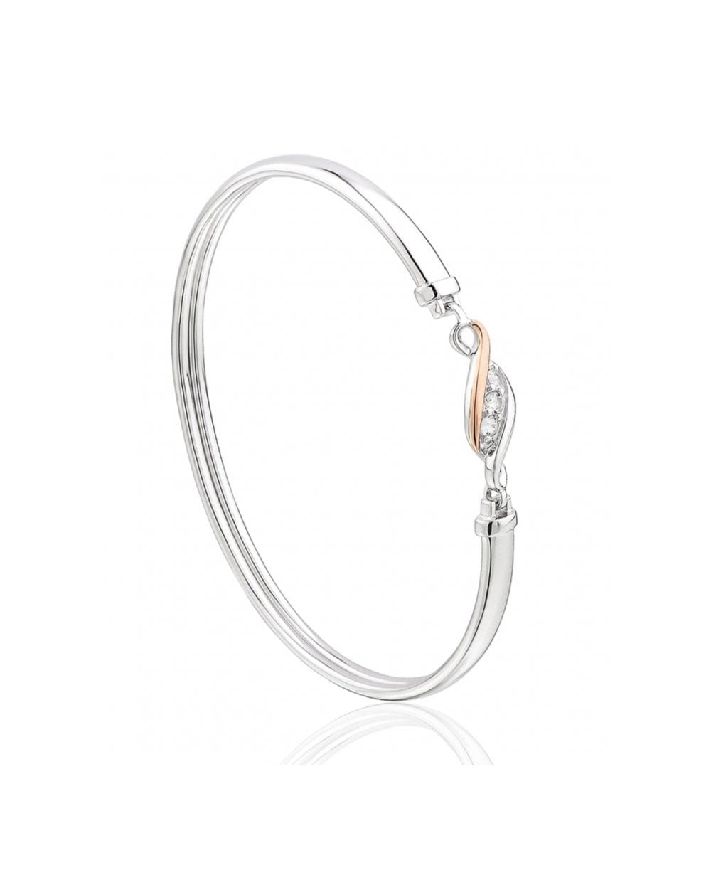 Past Present Future Sterling Silver Bangle with Topaz