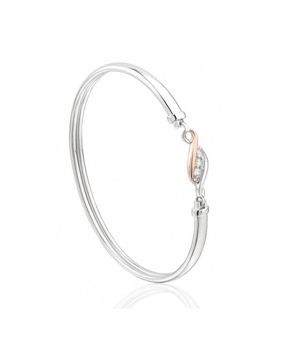 Past Present Future Sterling Silver Bangle with Topaz