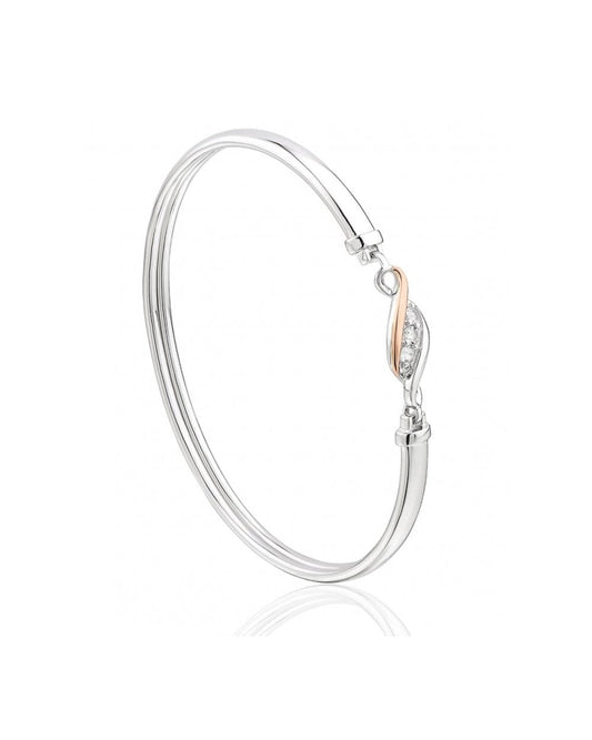 Past Present Future Sterling Silver Bangle with Topaz