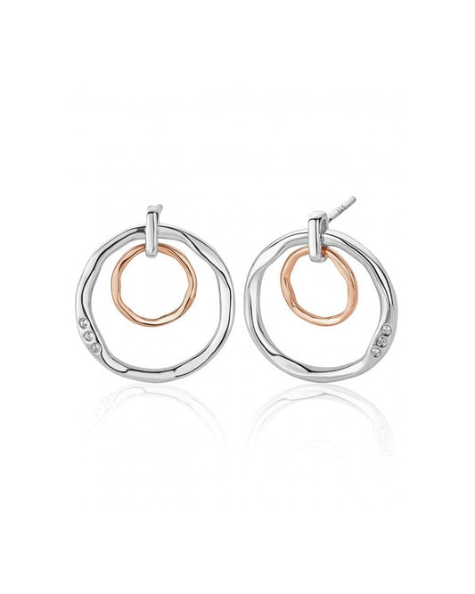 Ripples Double Hoop White Topaz Drop Earrings