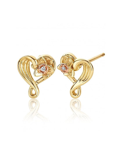 St Davids Daffodil Heart Diamond Stud Earrings