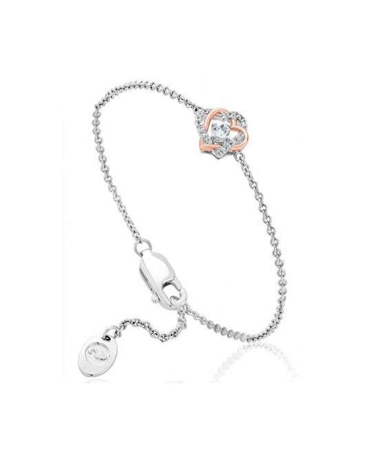 Forever Yours Sterling Silver Heart Bracelet with Topaz