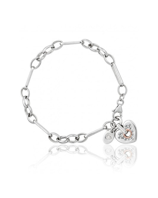 Cariad Sterling Silver Sparkle Figaro Bracelet with Topaz