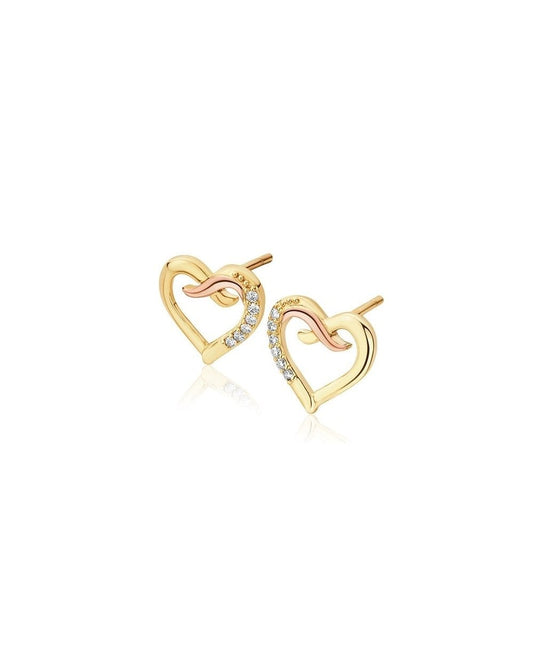 Forever Yours 9ct Solid Gold Kiss Stud Earrings with Diamonds