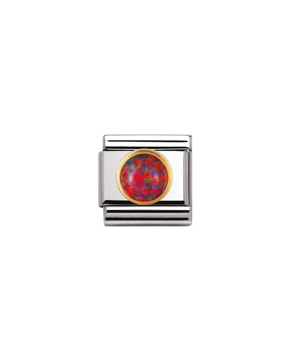 Composable Classic Round Stones Ss, Gold - Red Opal