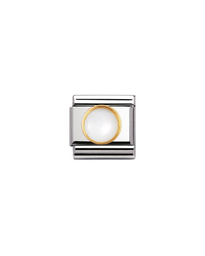 Composable Classic Round Stones Ss, Gold - White Mother Of Pearl