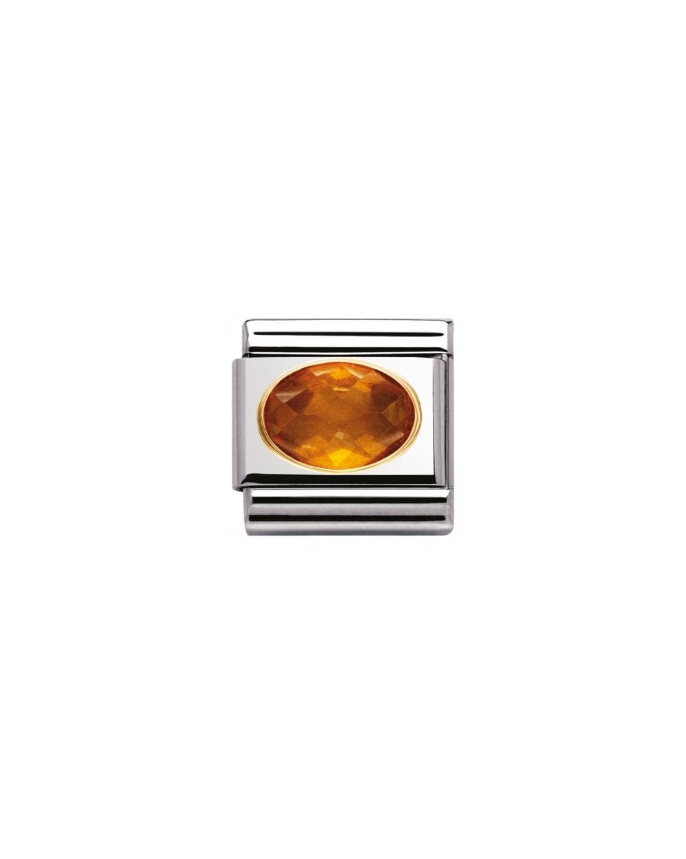 Composable Classic Faceted Cz In Ss , Gold - Orange
