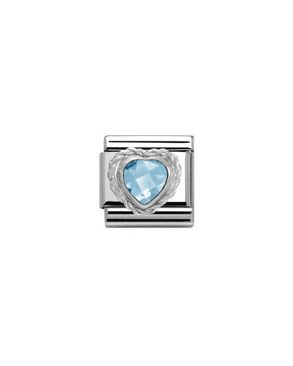 Composable Classic Link Heart Faceted Cz Light Blue (330603/006)