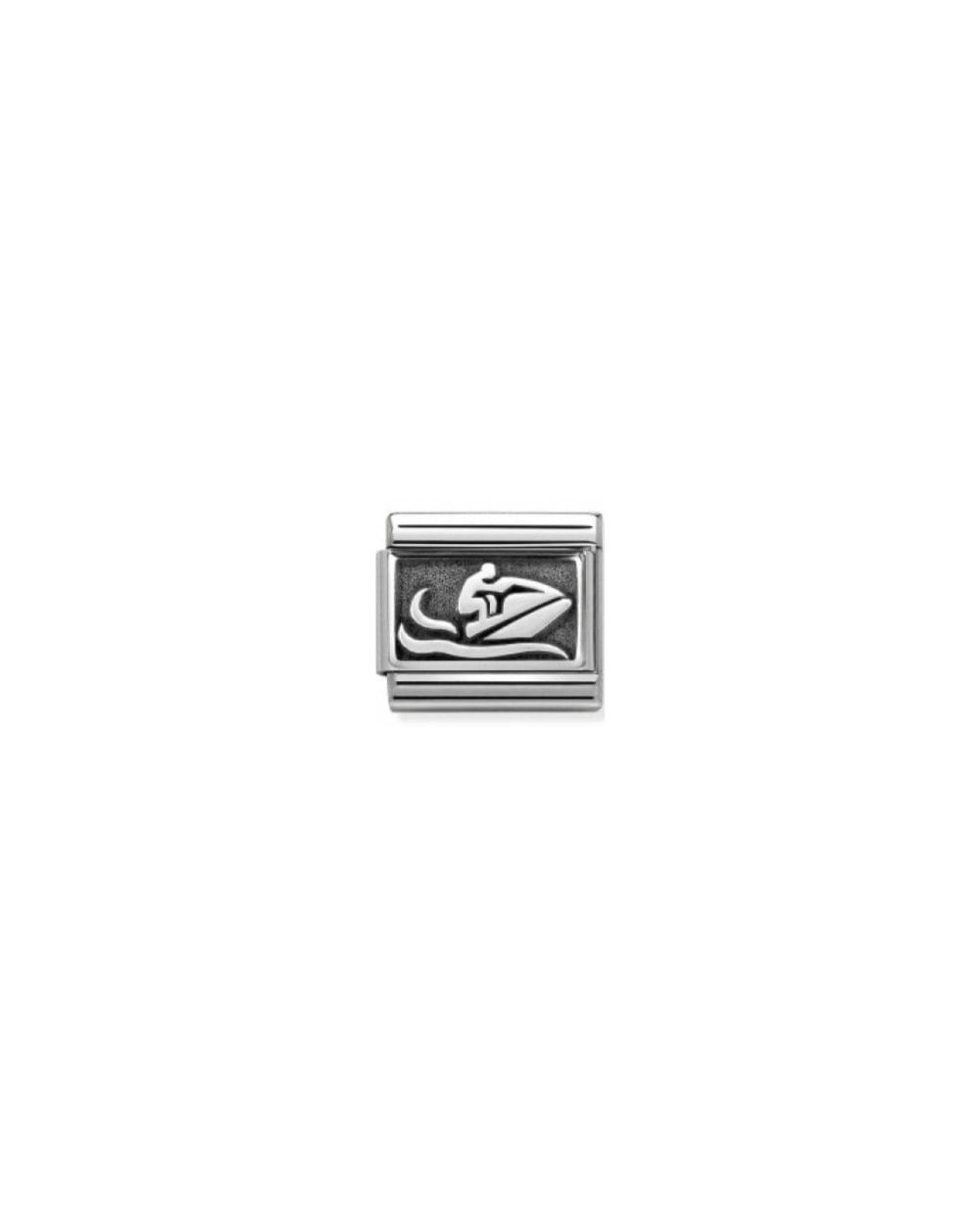 Composable Classic Plates Oxidized Steel And Silver 925 (47_Jetski)