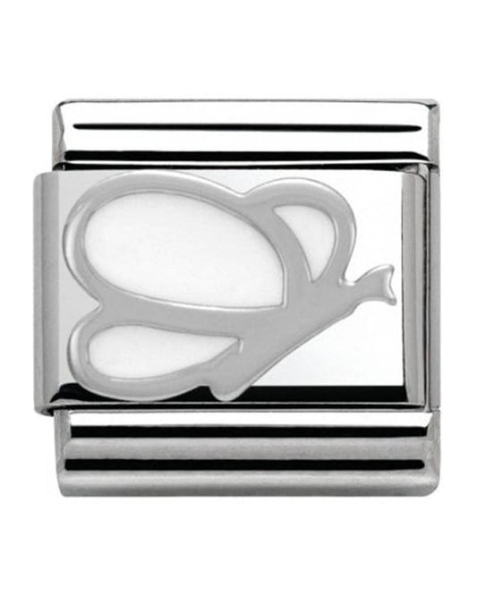 Composable Classic Symbols In Stainless Steel , Enamel And Silver 925 (02_White Butterfly)