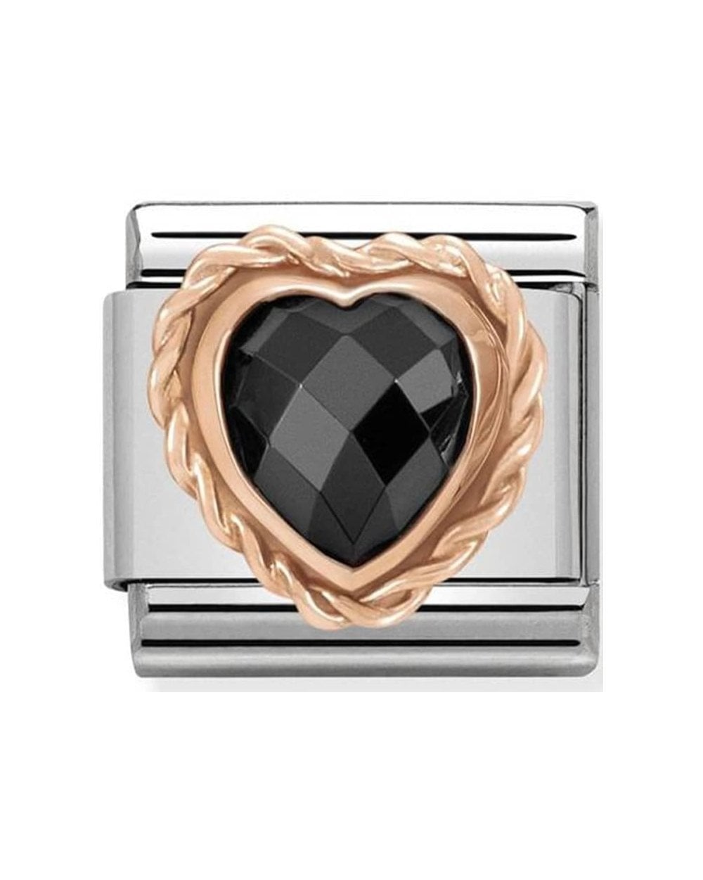 Composable Classic Faceted Heart With Rich Setting In Steel And 375 Gold (011_Black)