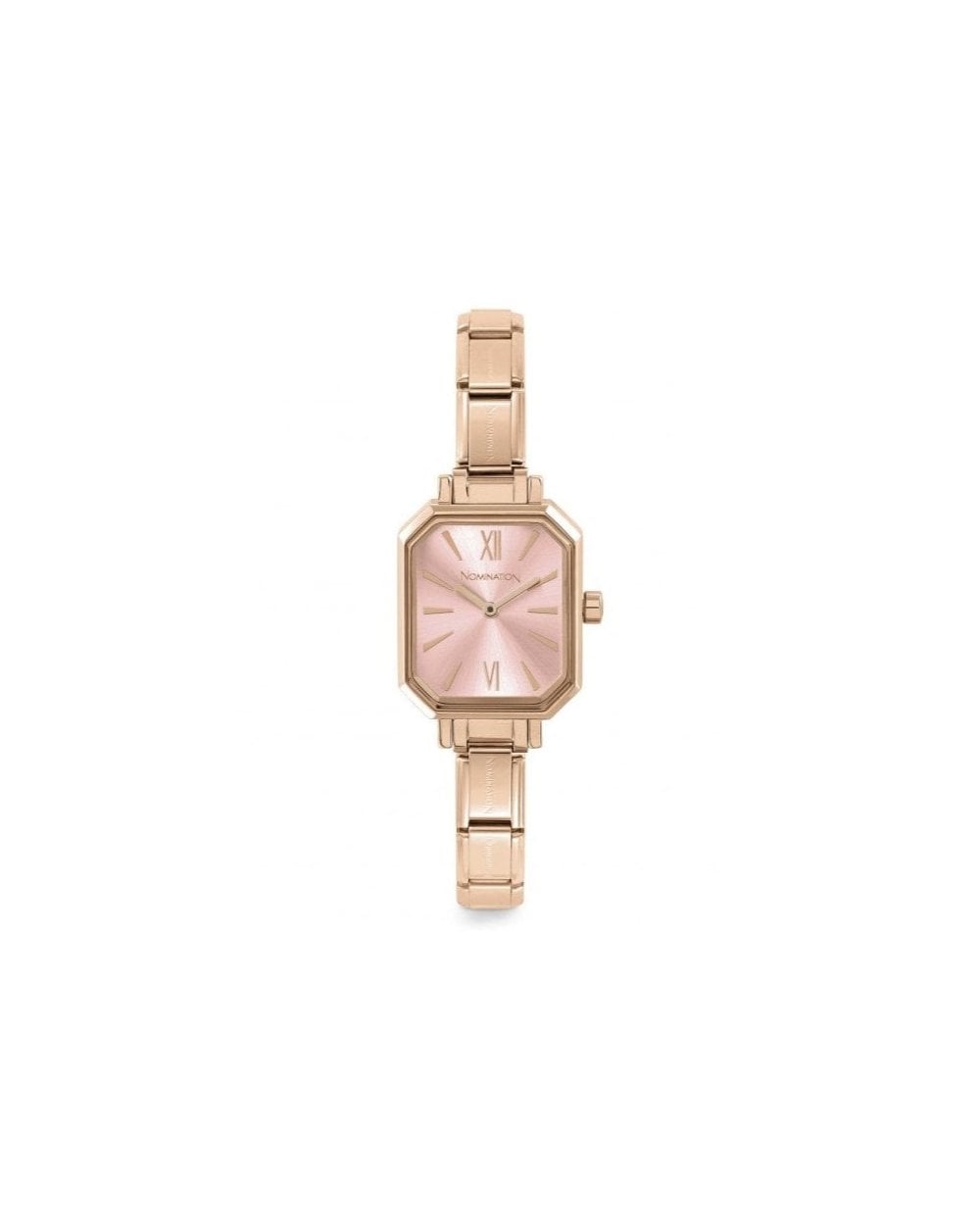 Paris Watch With Rosegold Rectangular Steel Strap (014_Pink)