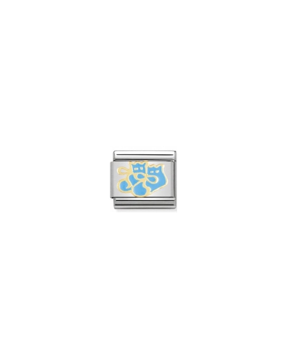 Composable Classic Relief In Stainless Steel With Enamel And 18K Gold (14_Baby Boy Shoe (Light Blue))