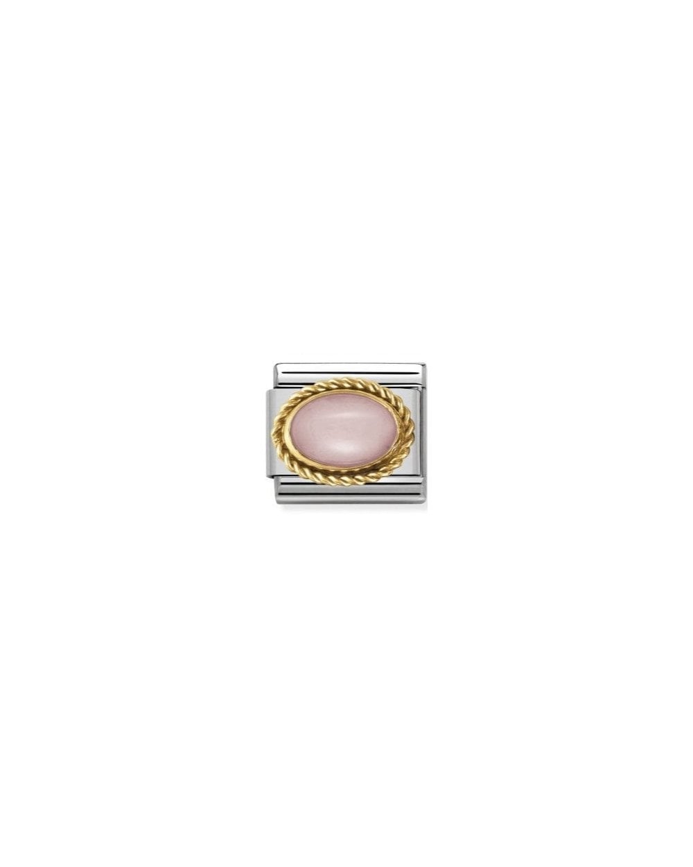 Composable Classic Hard Stones In Stainless Steel With 18K Gold Setting And Detail (22_Pink Opal)