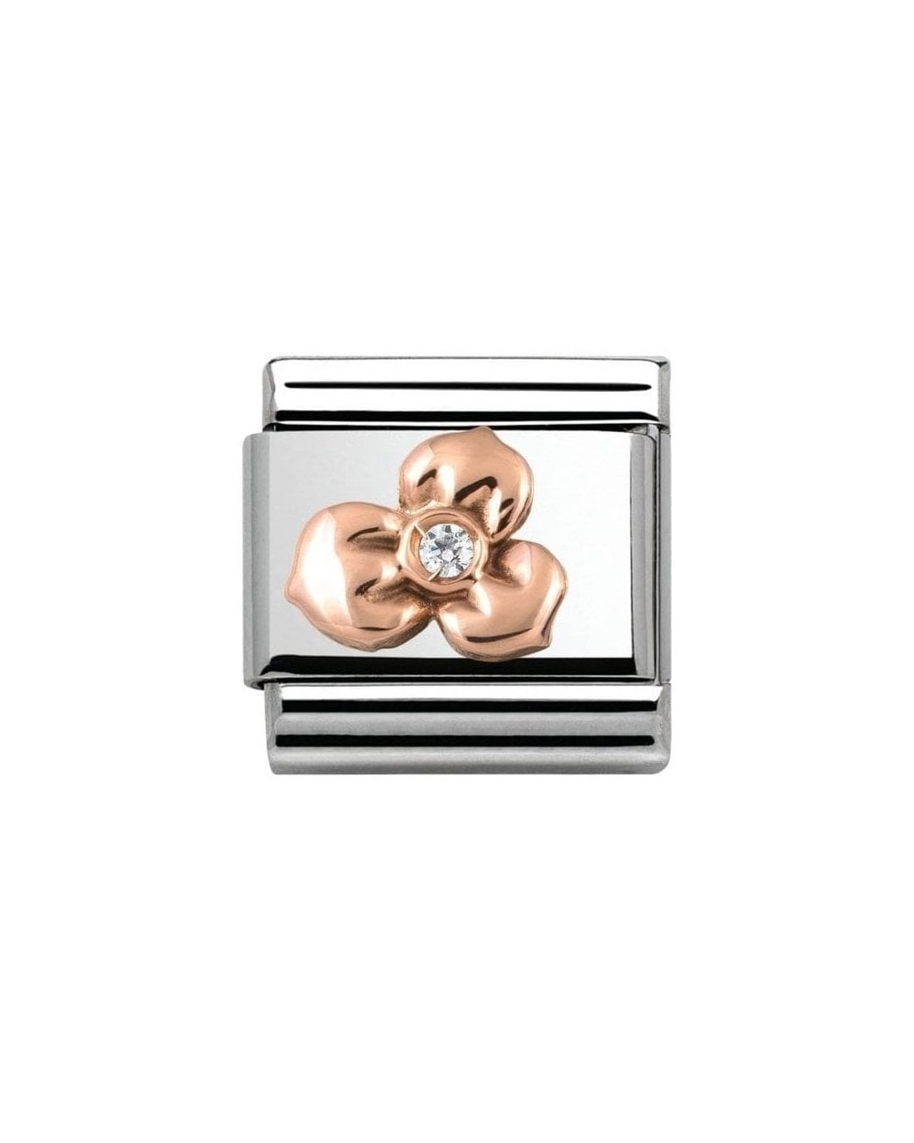 Classic Rose Gold Stone Set Flower Charm
